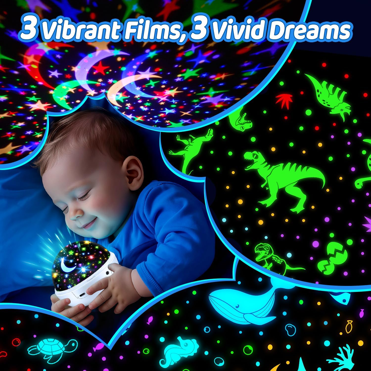 Proiettore di luce notturna 93 modalità di illuminazione, giocattoli per bambini regalo dimmerabile + timer + telecomando