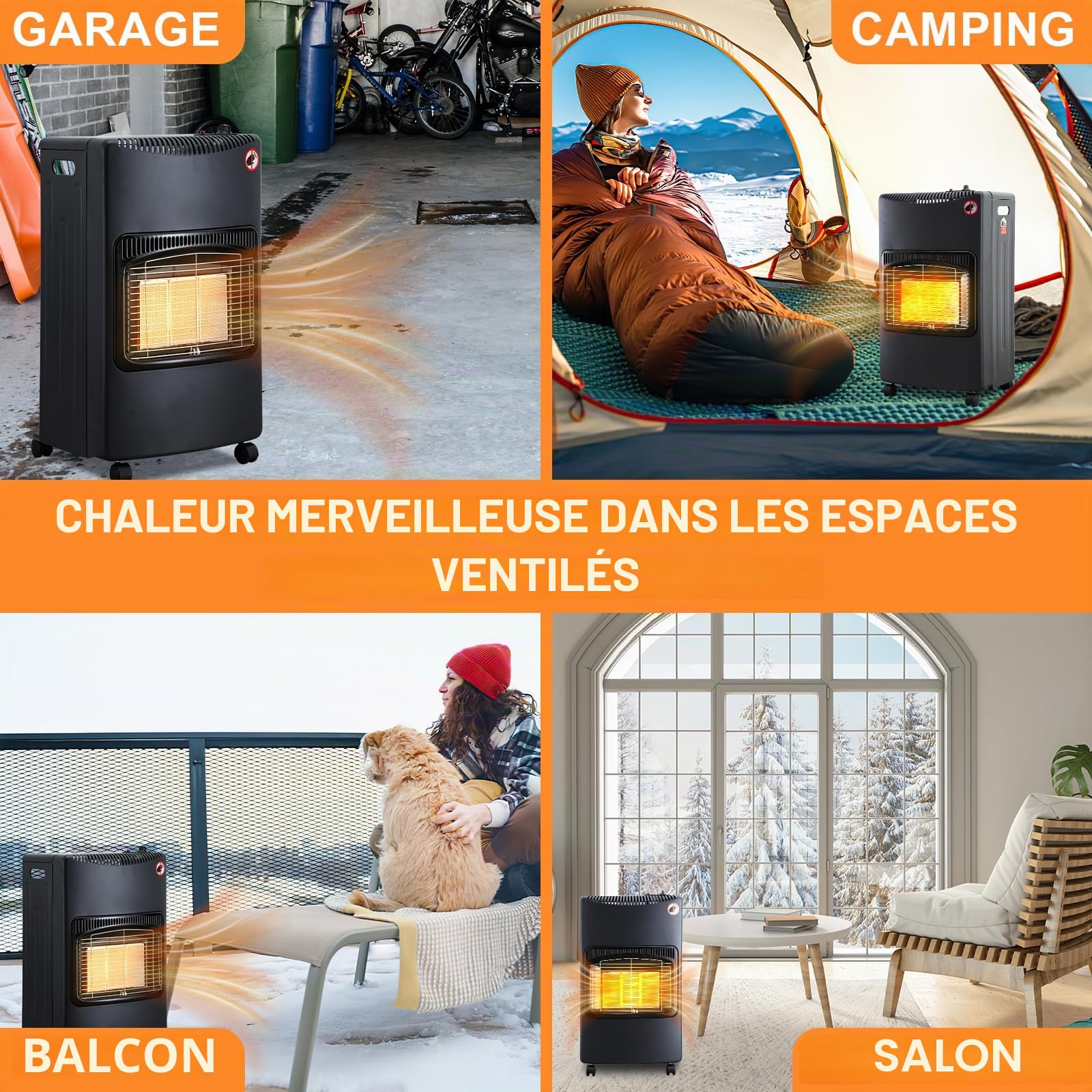 Poêle à gaz 4,2 kW Réchaud à gaz Pliable avec régulateur de pression & tuyau, incl. protection contre la surchauffe et protection anti-basculement, ODS, allumeur piézo, consommation de gaz 305