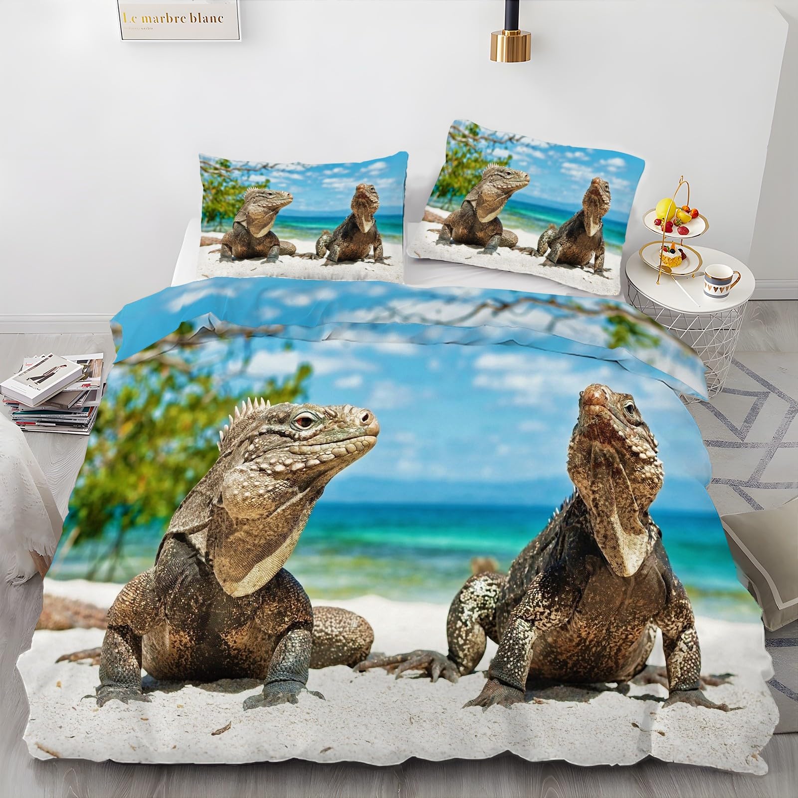 Amazon｜イグアナ布団カバーダブルベッドビーチ掛け布団カバー ダブル
