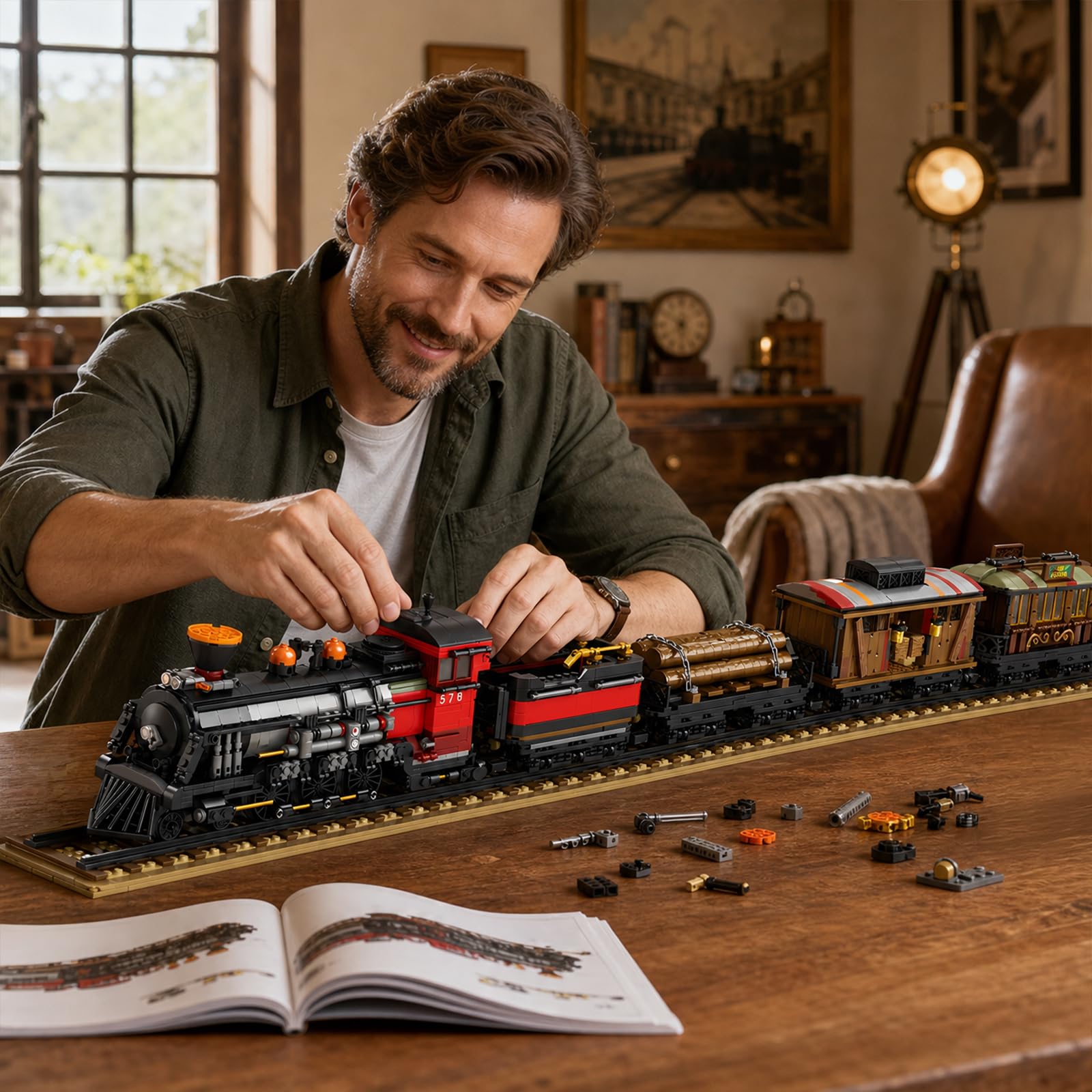 Reobrix Norfolk and Western 578 Zug Klemmbausteine Dampflokomotiven Modell