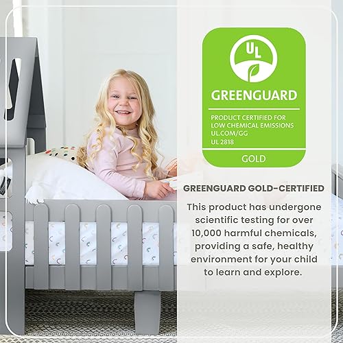 Miniatura 5 de Little Partners Lil' House - Cama para niños pequeños, diseño de cama de casa para muebles de dormitorio infantil, cama infantil con rieles de