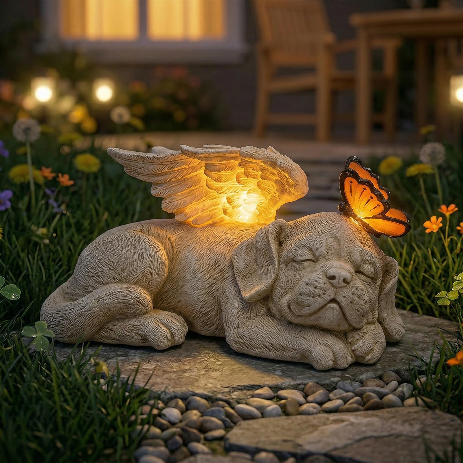 WONDER GARDEN Sleeping Dog Angel Statue