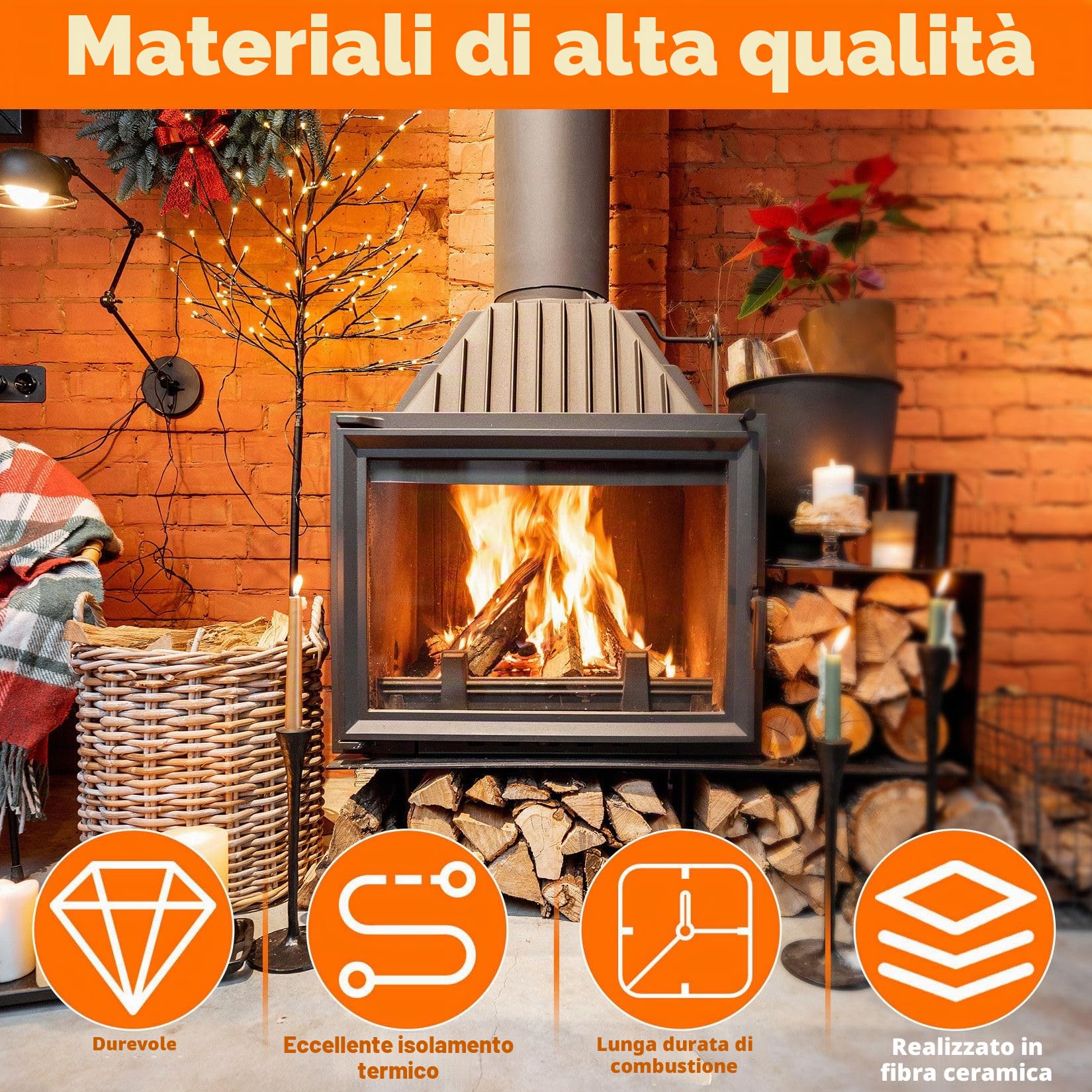 4 Pezzi Lana Ceramica per Camino a Bioetanolo, Spugna Ceramica per Camini da Tavolo, Fibra Ceramica Resistente al Calore per Stufe a Bioetanolo, Gel e Camini Interni (300x100x25mm)