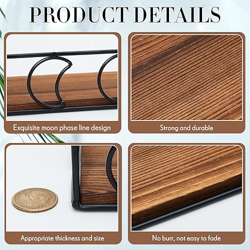 Miniatura 4 de Estante flotante de fase lunar de 3 tamaños para decoración de pared, estantes rústicos para plantas de libros, estantes de almacenamiento montados