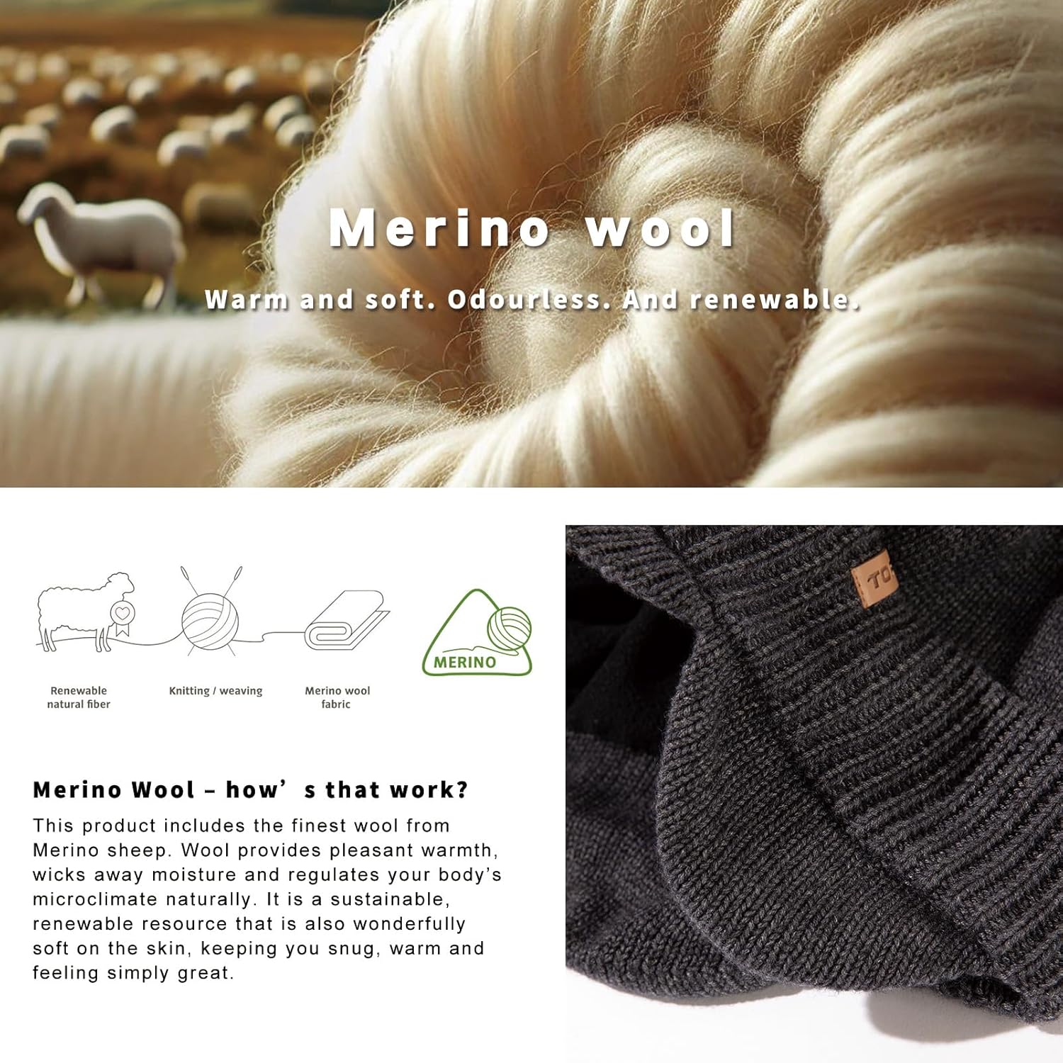 TOP-EX DryKnit™ XL/XXL 80% Merino Wool Waterproof Brim Beanie with Ear Flaps Fleece Lined Hat for Cold Weather - Image 8