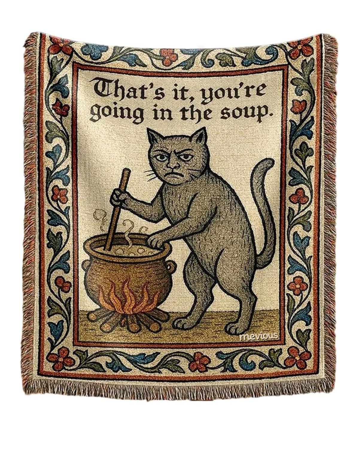 Vintage Cat Woven Tapestry Blanket