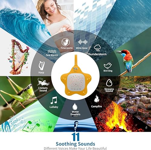 Miniatura 3 de Máquina portátil de sonido de ruido blanco con proyector de estrellas para bebés y niños  Canción de cuna para dormir, ayuda musical calmante para