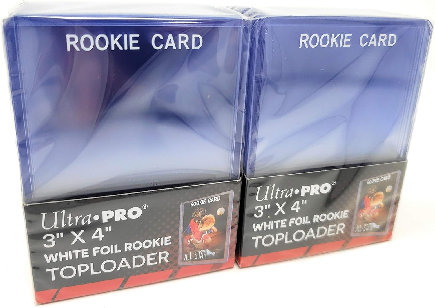 2 Ultra Pro Regular Top Loader Pack W/white Rookie Foil Print 81356 - 25 Toploaders Per Pack (50 Total) - Standard Size Baseball, Basketball, Football, Hockey