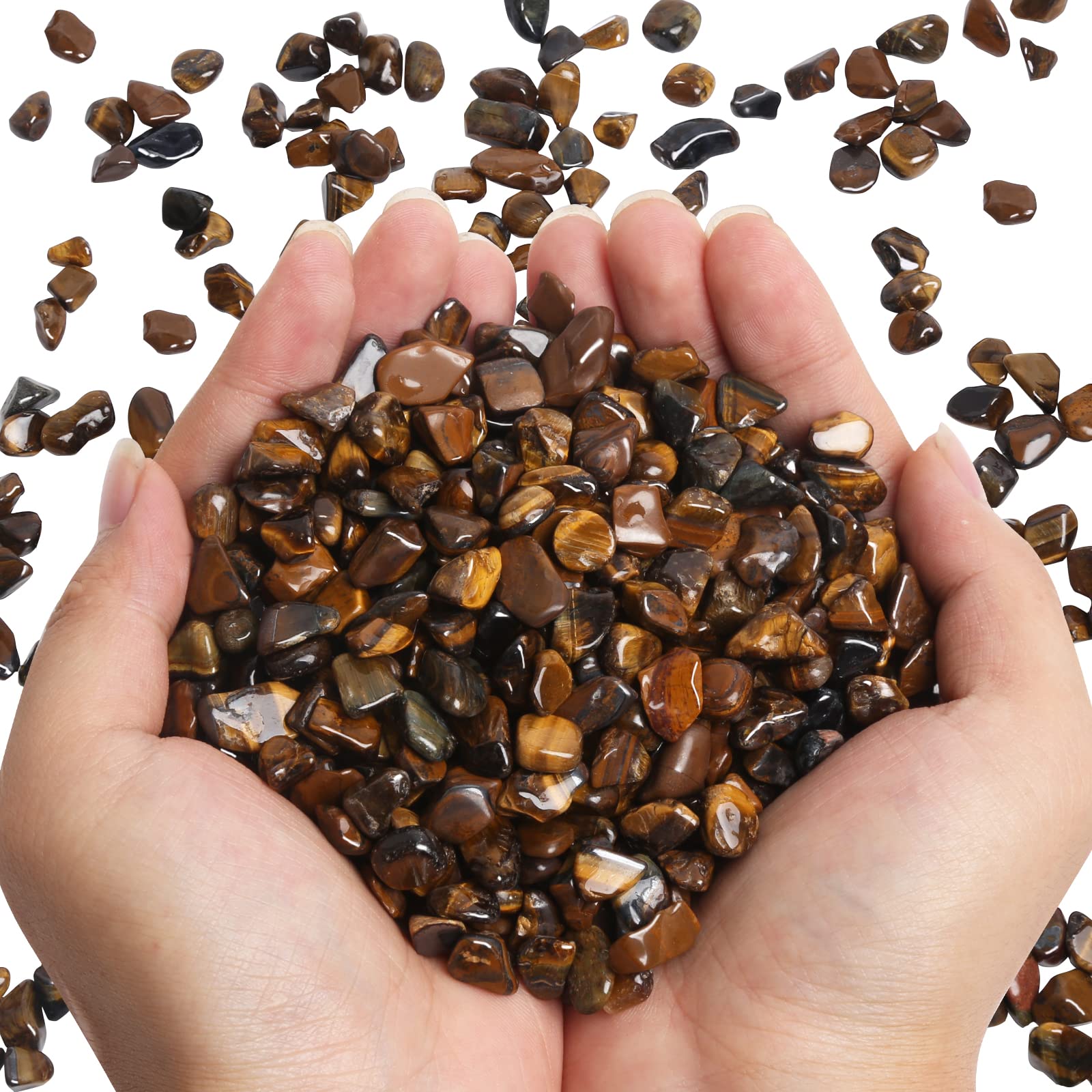 QICQDRAM Polished Gem Stones Rocks Tiger's Eye Crystals Chips Natural 1LB