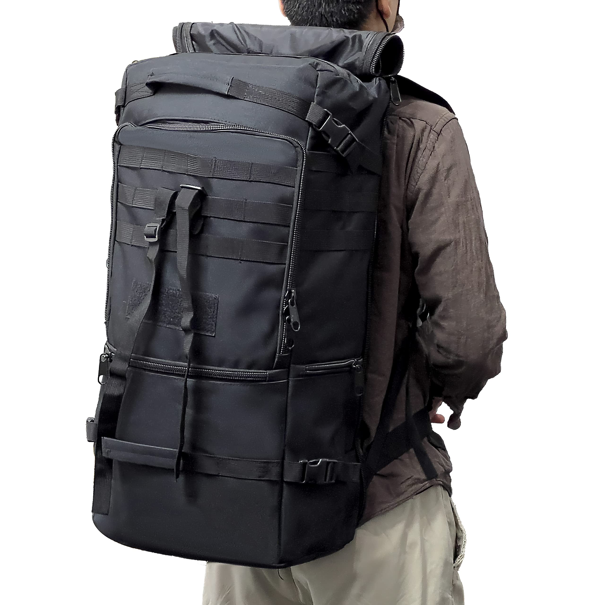 Alephnull Zaino tattico da campeggio, 60 l, con copertura antipioggia
