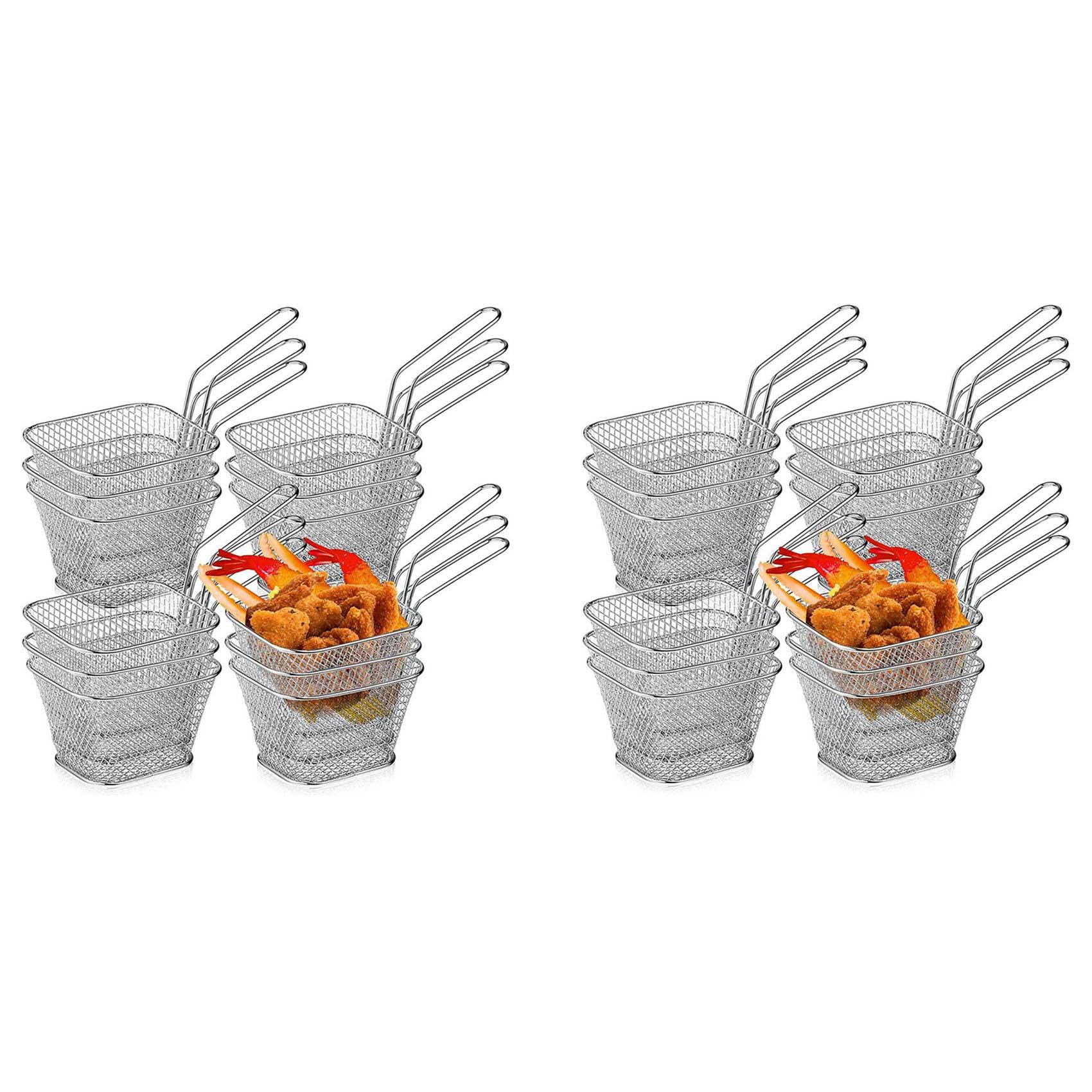 Hndhbfgrt 2X Fry Basket French Fry Holder Chip Mini Basket Food Baskets for Serving Reusable Fries Holder Deep Fryer for Home