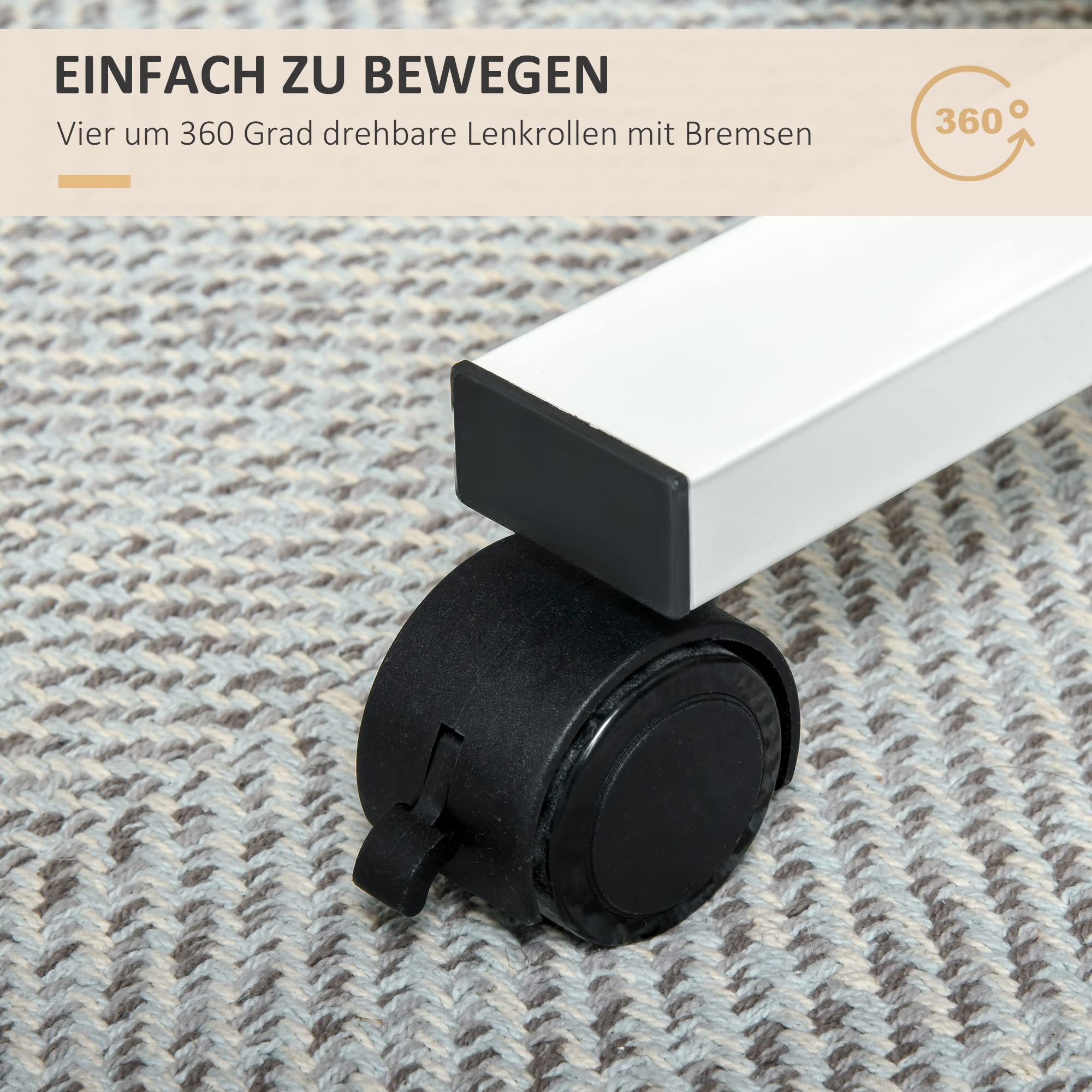 HOMCOM Stehpult, Höhenverstellbar C-förmig Schreibtisch mit 4 Rollen, 65x48x73-110cm Steh-Sitz Schreibtisch für Büro, Arbeitszimmer, Wohnzimmer, bis 70 kg belastbar, Natur+Weiß