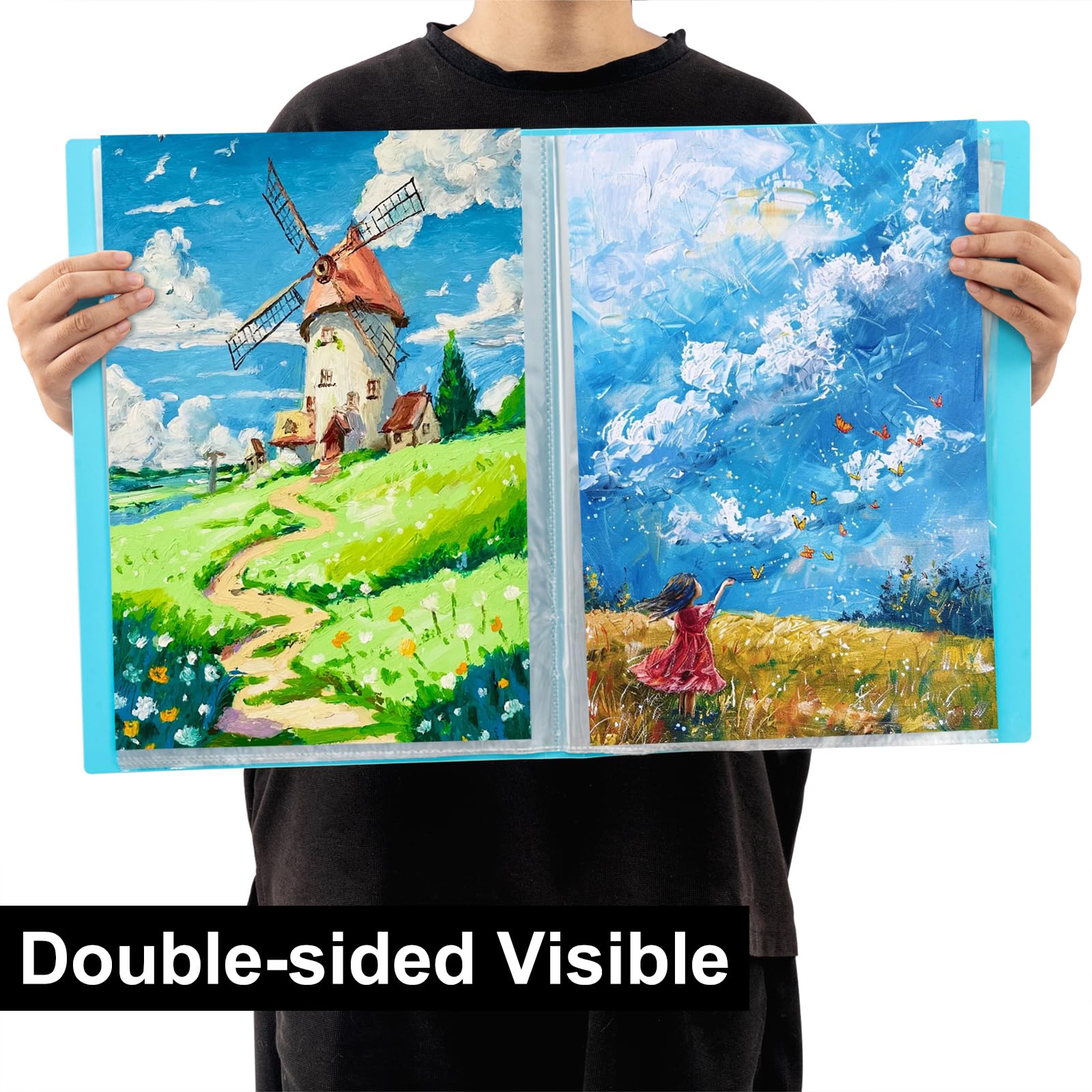 Srvnpioy A3 Display Book 20 Pockets, 2 Pack, 40 Sheet Capacity, Transparent Pockets - Image 4