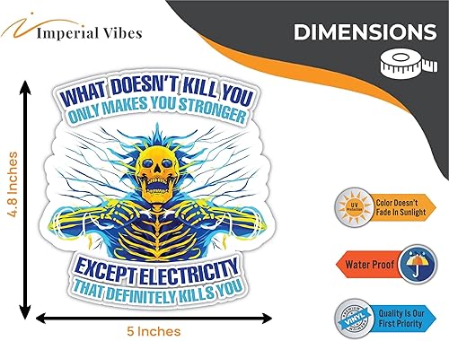 Miniatura 7 de IMPERIAL VIBES Electricity Will Kill You Sticker - Calcomanía de vinilo para coche y camión - Calcomanías para iPad para interiores y exteriores -