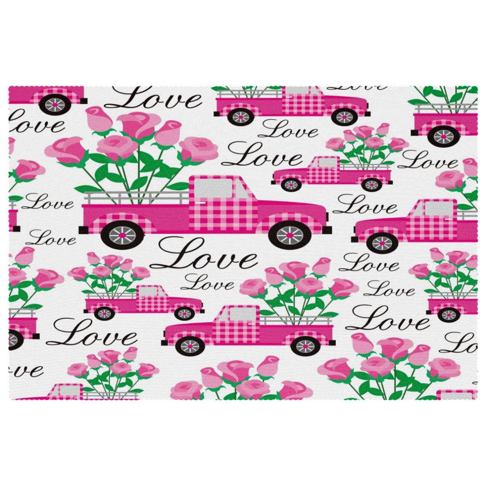 Sets de table motif camion rose antidérapants pour des repas de famille colorés