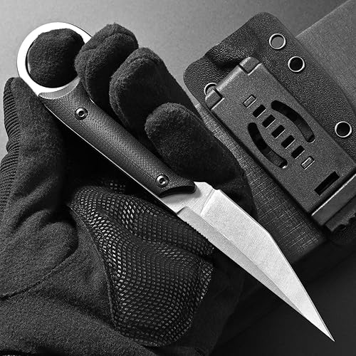 Miniatura 7 de CCanku C1140 Cuchillo de hoja fija, hoja D2 G10, cuchillo utilitario para exteriores, supervivencia, senderismo, campamento (plateado)