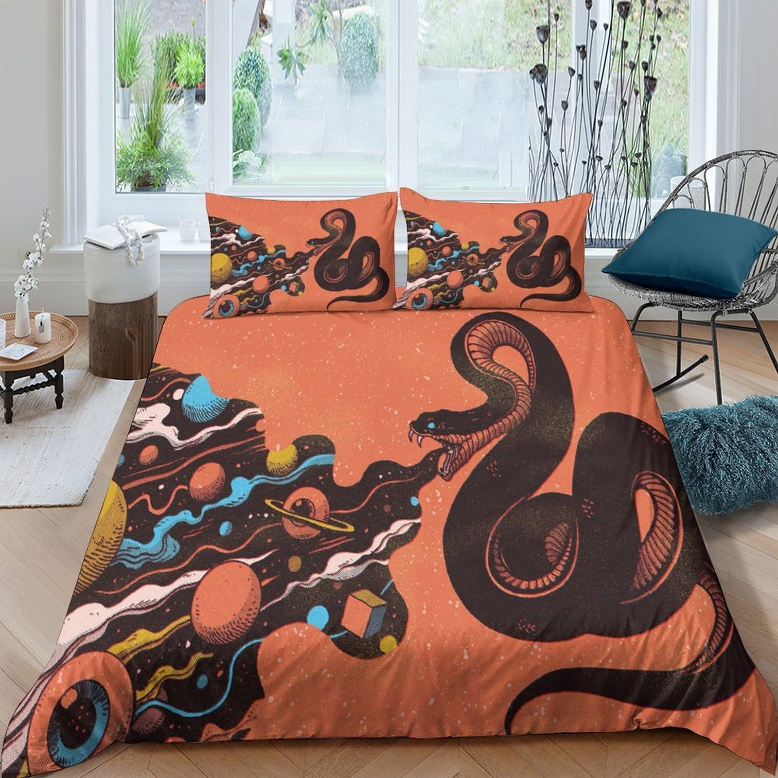 Ctjqhvkz Style-7 3D Printed Abstract Orange Swirl Fitted Sheet Microfiber Soft Breathable Retro Wave Bed Cover For Bedroom Dorm Decor Single（135X200cm）