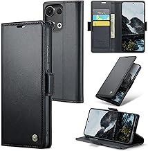 Rerzoiro Mobile Phone Case for Oppo Reno 13 5G Case, Premium PU Leather Case Foldable Flip Case [RFID Blocker] Pocket Magnetic Card Slot Flip Case Protective Case for Oppo Reno 13 5G, Black