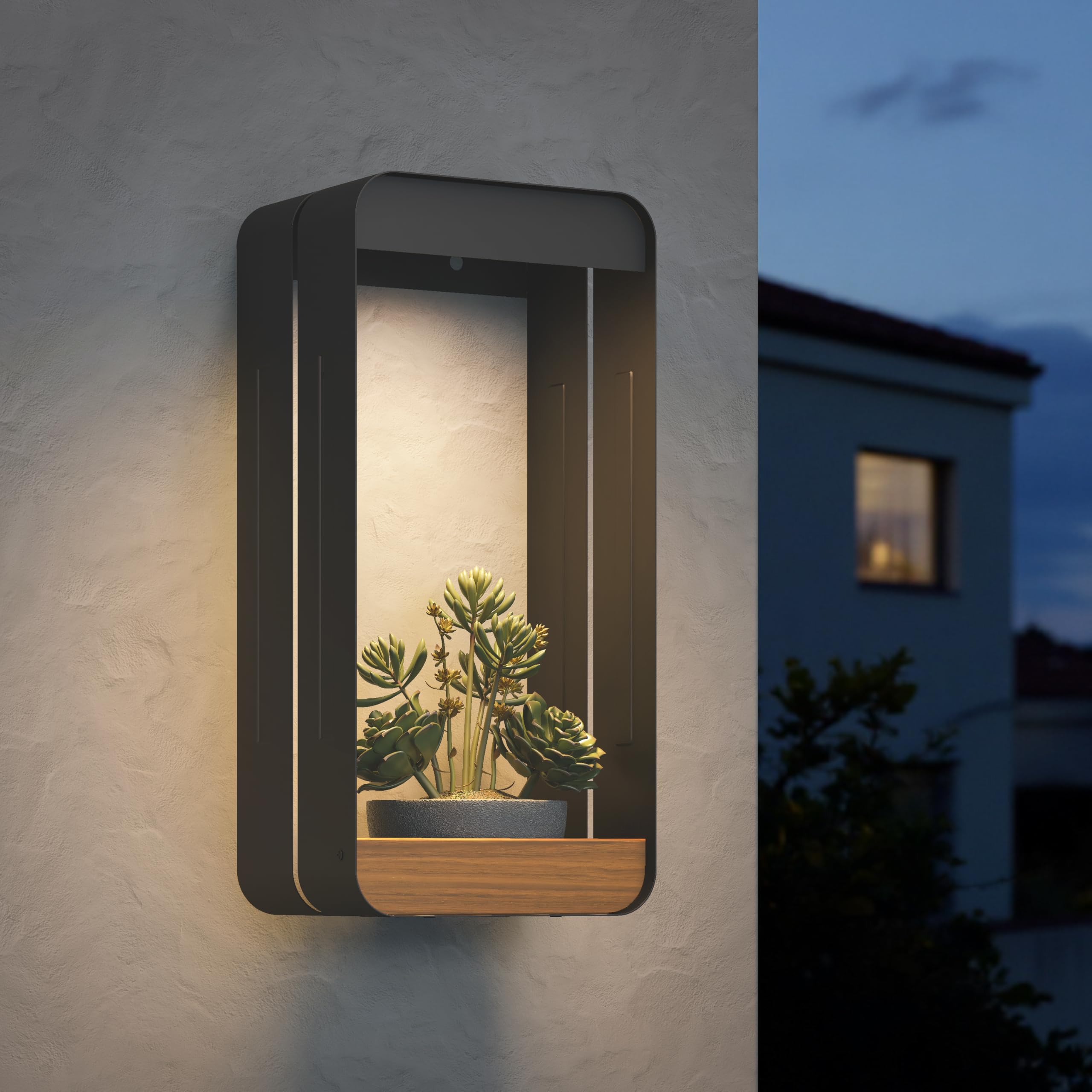 Grand patio Outdoor LED Solar Wall Sconce with Shelf Planter