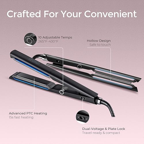 Miniatura 7 de TYMO Plancha plana 2.0 - Plancha profesional de cerámica larga 2 en 1 alisadora y rizadora para un peinado rápido y suave, alisadores de cabello