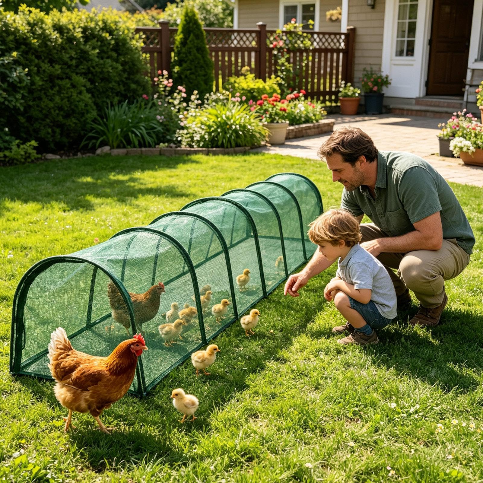 Gallinero con Corral con Cerramiento de Puerta Desmontable de Red Solar de | Tractor Corral de Gallinas Para Patos, Aves, Exterior, Jardín, Patio, Granja, Terraza, Césped, Jaula