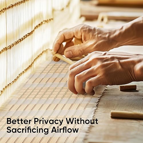 Miniatura 4 de JOSTYLE Divisor de habitación, pantalla de privacidad plegable de 4 paneles, pantalla divisora de habitación de bambú, divisor de pared de 6 pies de