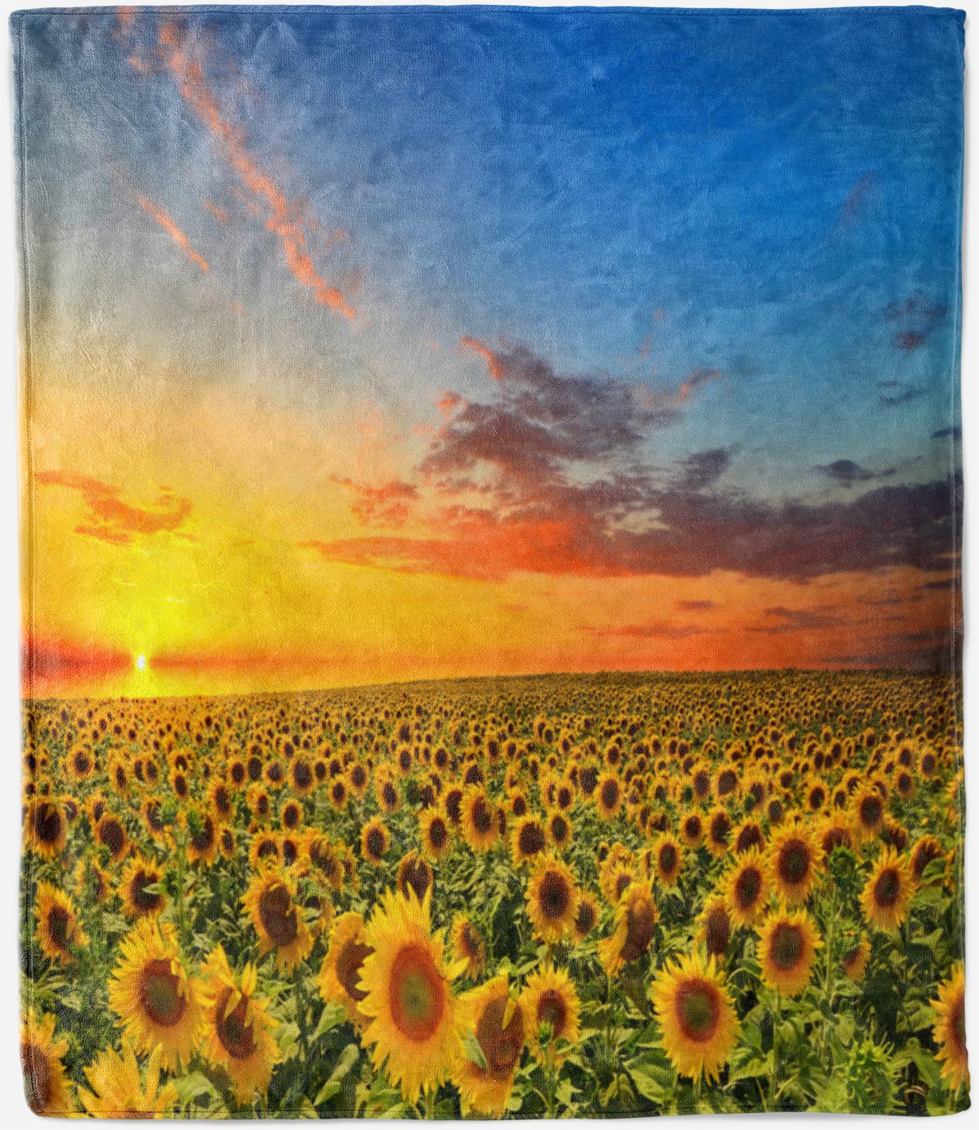 ANHOPE Sunflower Throw Blanket Soft Lightweight Flannel Fleece Blanket Sunset Yellow Flower Field Print Pattern for Couch Sofa Bed All Season Decorative Throw for Kids Baby Toddler 100 x 130 cm — image 1