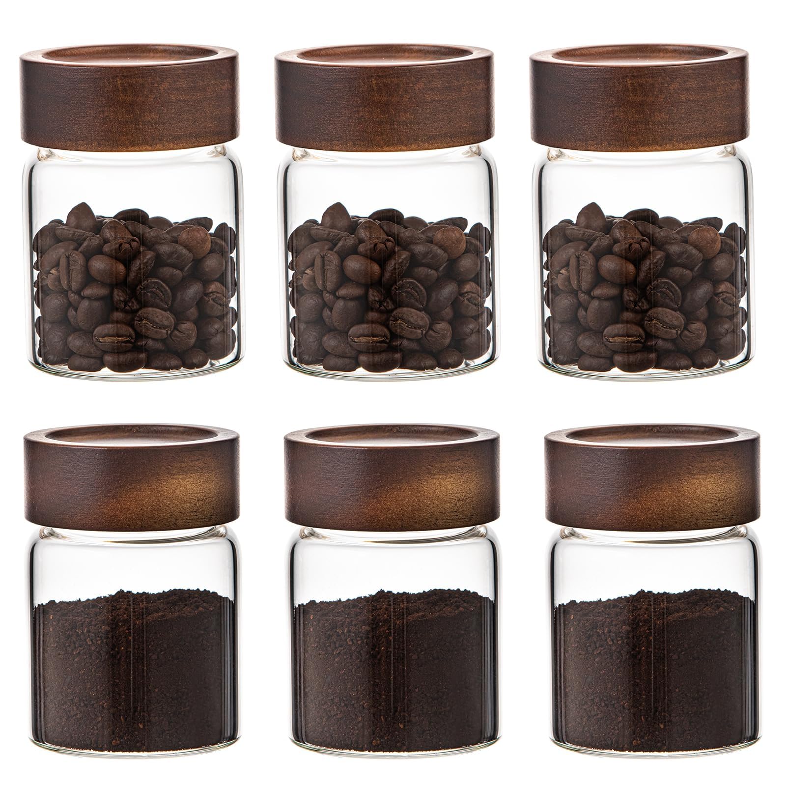 Tazweeq 6Pcs Glass Spice jars Glass Jars with Screw Lid 5 oz, Household Storage Jar, Food Storage Canisters For Storing Sugar, Tea, Coffee Beans, Seasonings, Nuts And Biscuits