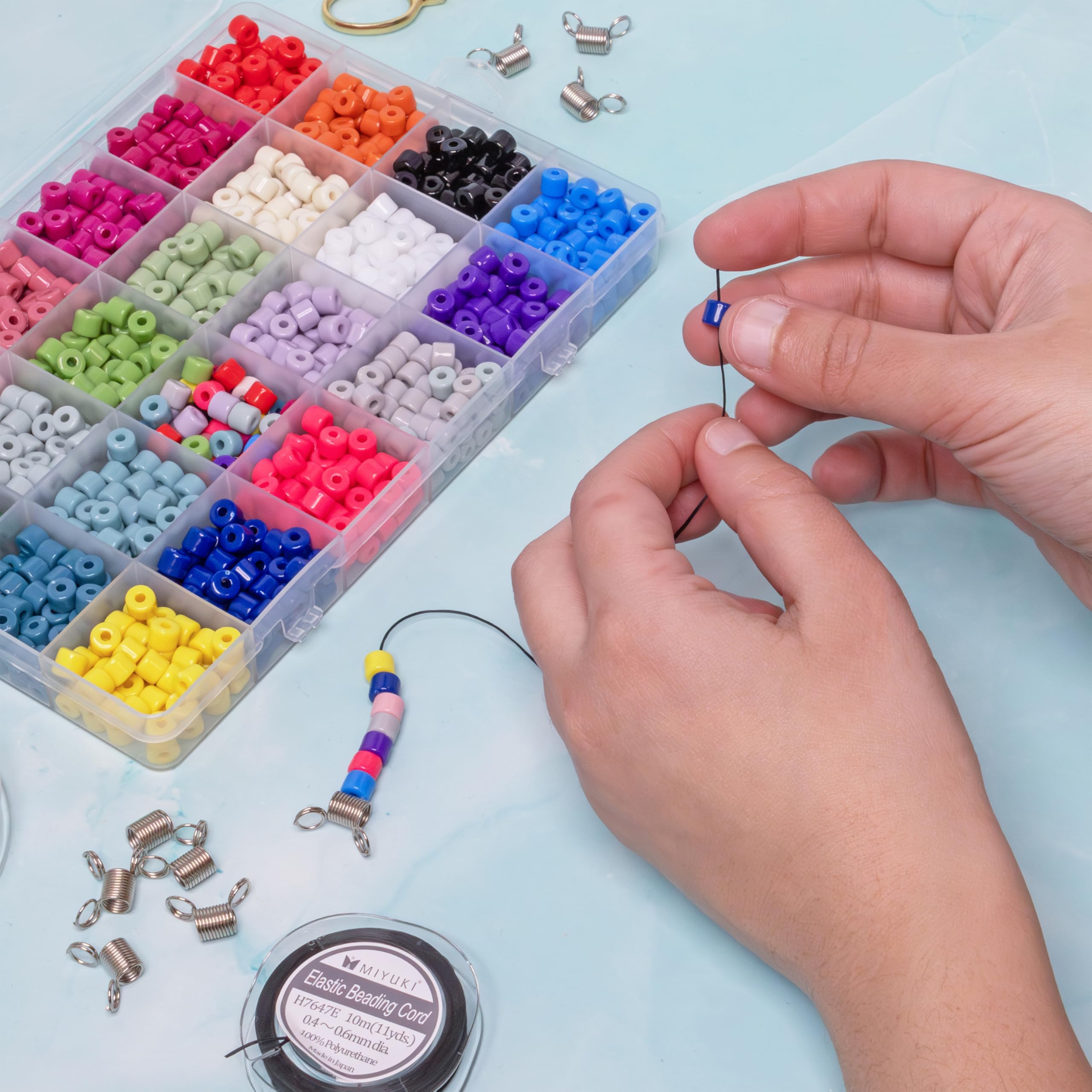 The Beadsmith Zaciski do koralików SpringEEZ – zestaw w różnych rozmiarach (20 sztuk), 10 małych i 10 dużych, zaciski sprężynowe do projektów biżuterii i bransoletek, zapobiegają spadaniu koralików