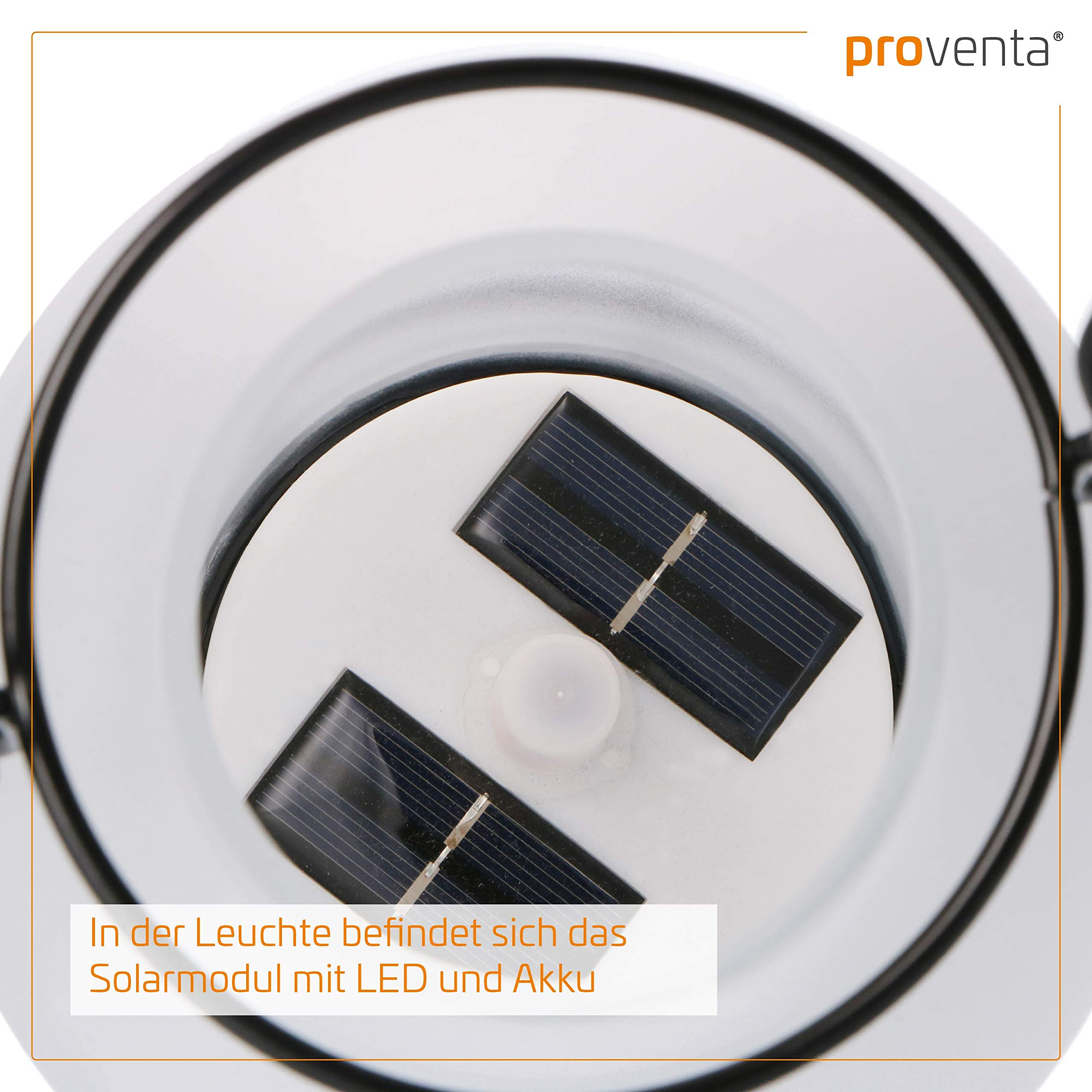 Proventa Dekorative LED Solar Laterne, 2 Stück, Glas/Metall, mit Flammeneffekt, Höhe 28 cm, inkl. Wechselakku, für Außen, IP44