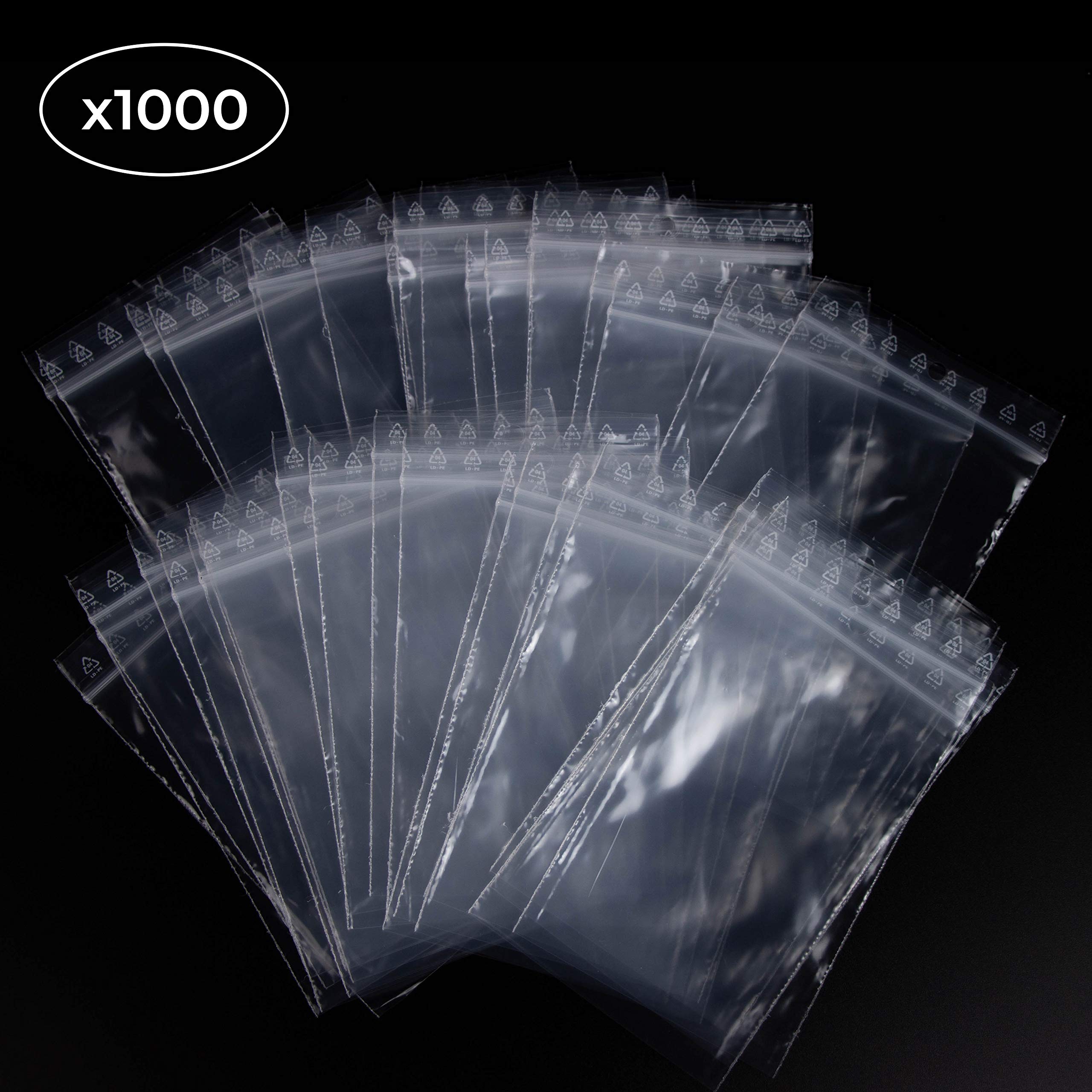Lotto di 1000 Buste Trasparenti con Chiusura a Zip - Plastica Alimentare (8 x 12 cm)
