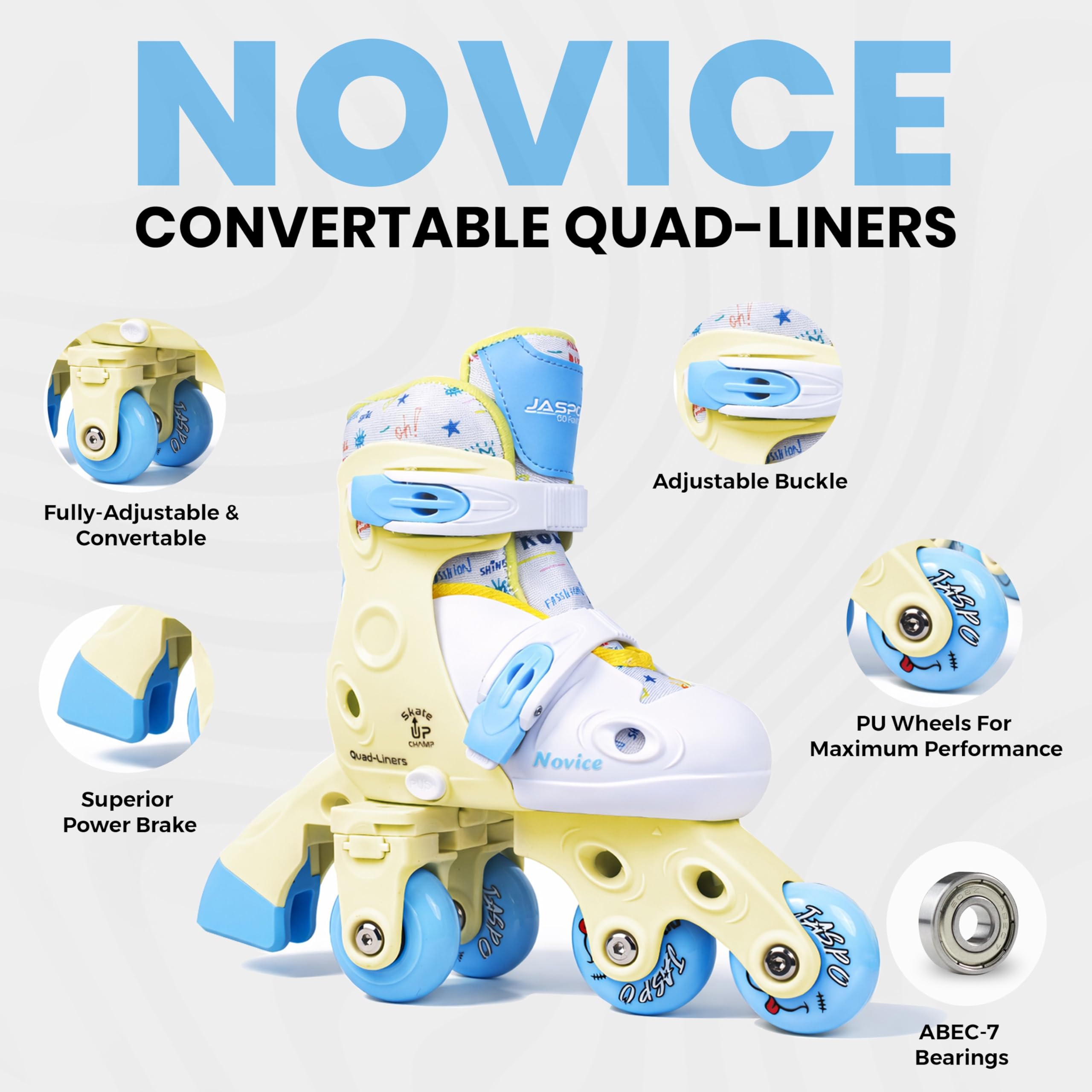 ROLLERSKATE SKINNY SHOULDER VOICES MBV関連 Jaspo Novice 2-in-1 Kids Roller Skates Combo– Inline to Quad