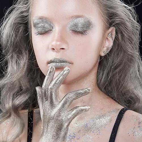 Miniatura 9 de BowJian Purpurina de cuerpo morado con purpurina para la cara, conciertos para cantantes, laca para el cabello con purpurina fina, accesorios para