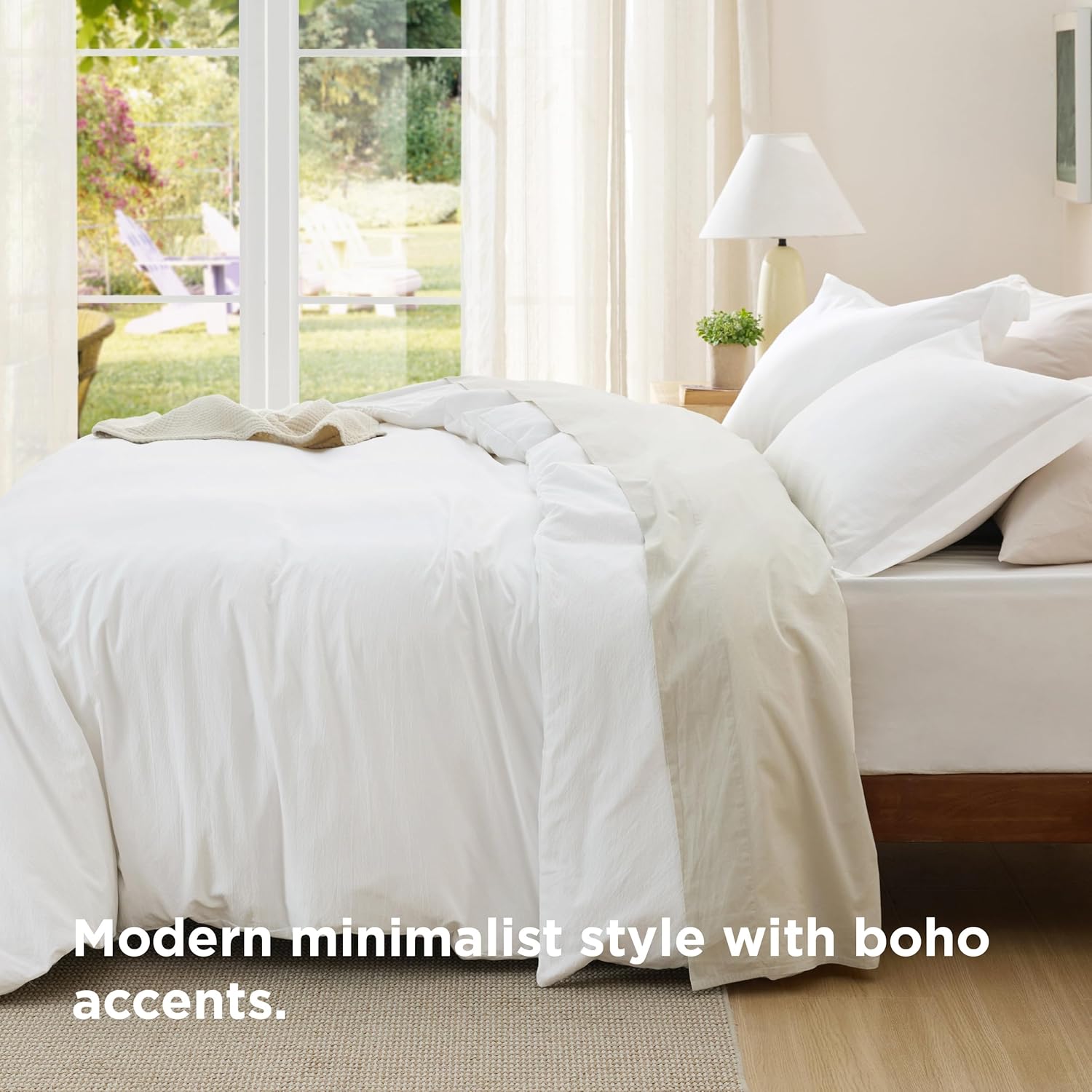 Bedsure Textured Duvet Cover King Size - Cotton-Like Polyester Jacquard Duvet Cover Set for All Seasons - 3 Pieces Elevated Textured Dobby Soft Bedding Set, NO Comforter (White, King, 104" x 90")