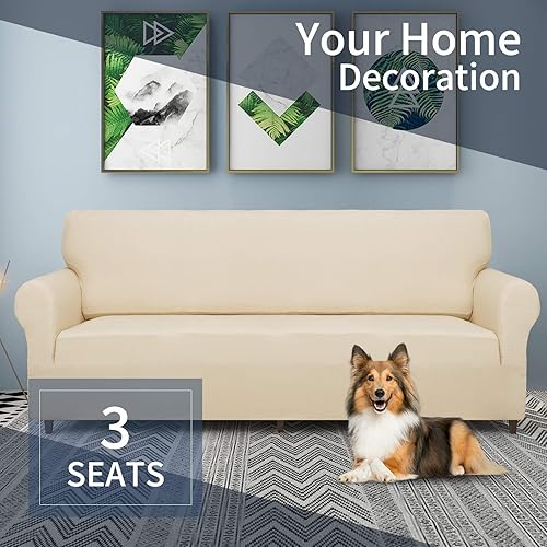 Miniatura 2 de JIVINER - Fundas de sofá de alta elasticidad para sillón de 3 plazas, fundas de sofá elásticas de jacquard de 1 pieza, fundas para sofá