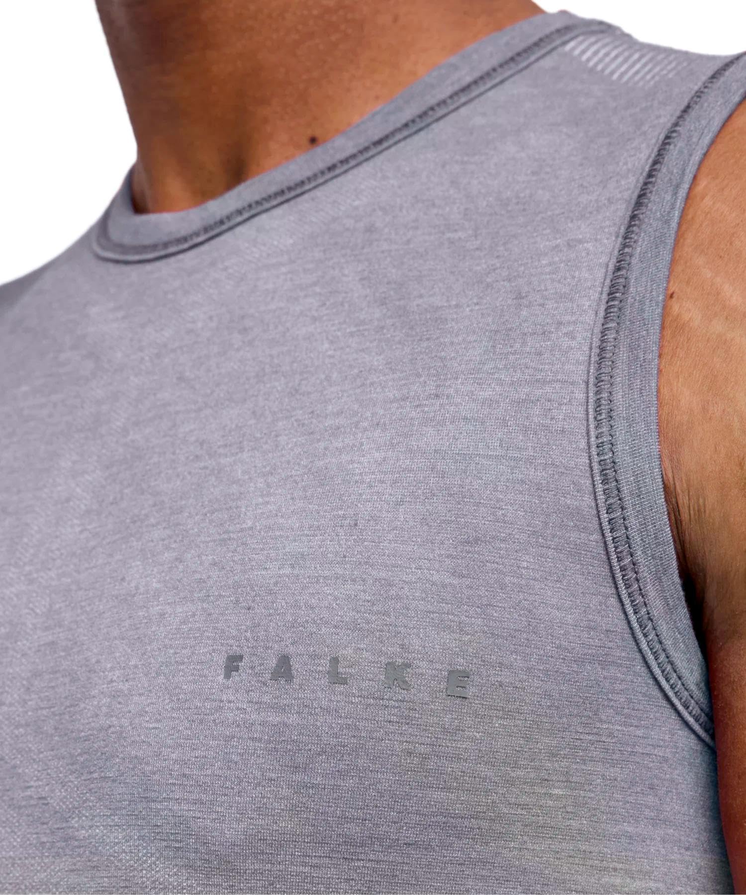 FALKE Mężczyźni Warstwa podstawowa (góra) Wool-Tech Light M S/l Sh wełna materiał funkcjonalny regulujące klimat 1 Sztuka, Szary Grey-Heather 3757, S