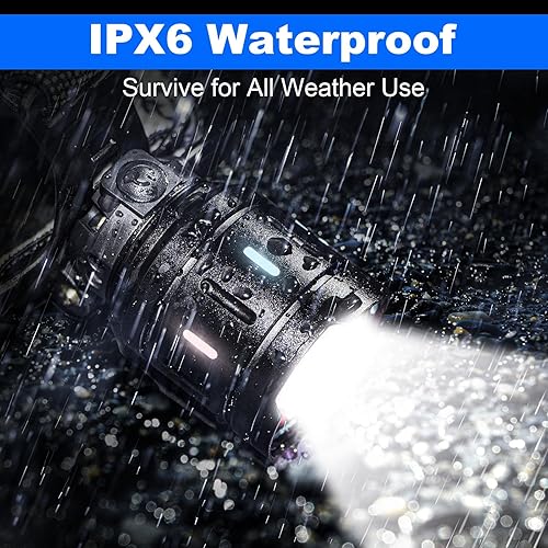 Miniatura 7 de Faros delanteros recargables de 20000 lúmenes altos para adultos, 4,921.3 ft de haz largo, súper brillante, con zoom, con sensor y pantalla de