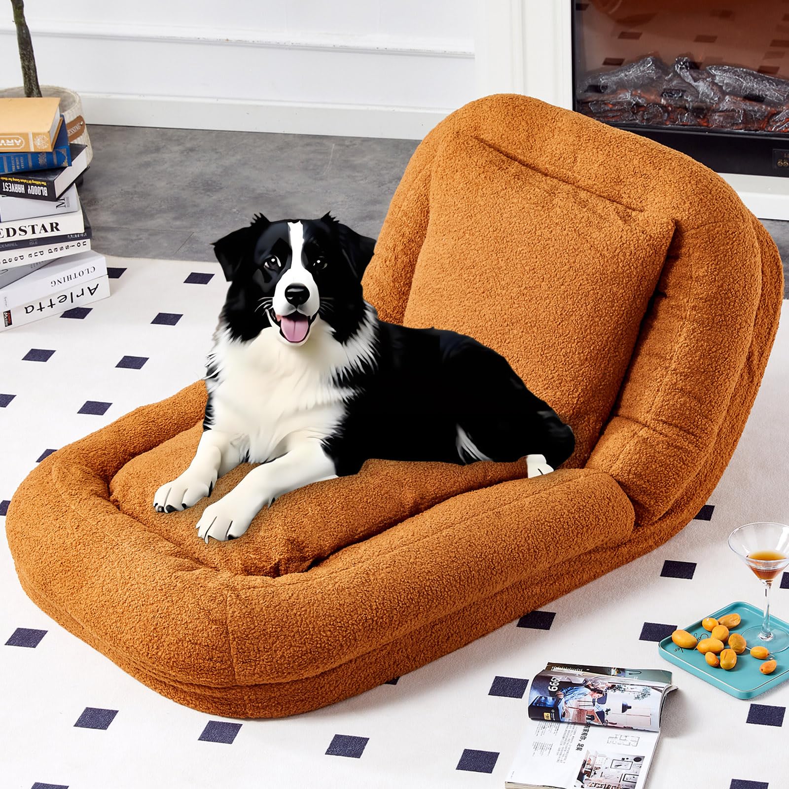 Dog Bed for Humans, Human Sized Dog Bed with 5 Adjustable for Bedroom Living Room Office (Brown)