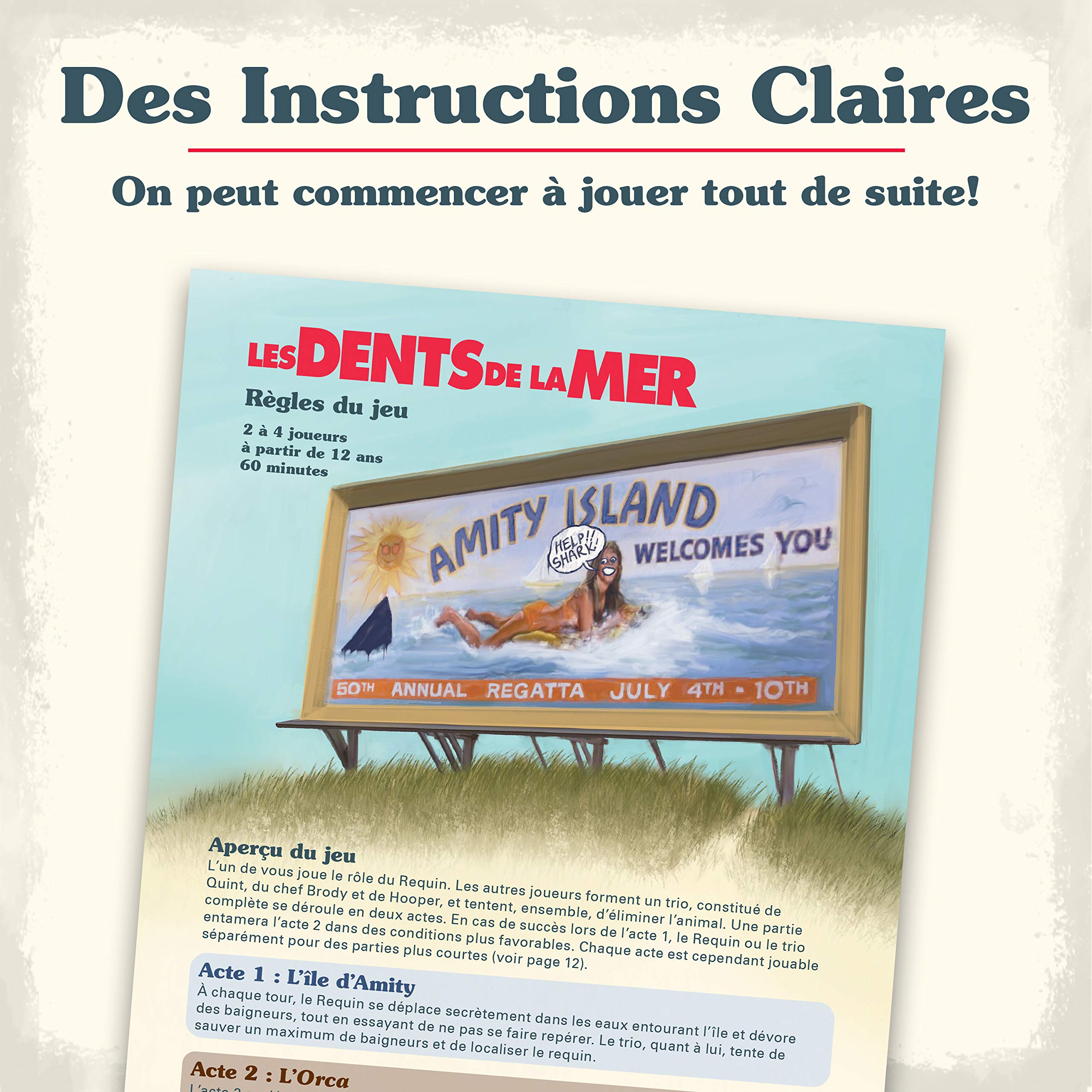Ravensburger - Les Dents de la mer - Film culte Spielberg - Jeu de stratégie - 26833-2 à 4 Joueurs - Adultes et Enfants à partir de 12 Ans