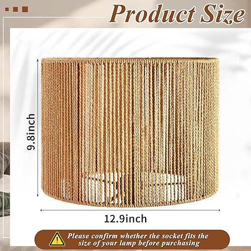 Miniatura 6 de Lámpara colgante enchufable de ratán con cable de enchufe, lámpara colgante bohemia con lámpara de mimbre bohemia tejida a mano, pantalla de