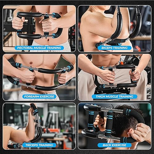 Miniatura 2 de Entrenador de brazo Twister ajustable barra de entrenamiento de fuerza de pecho, bíceps y antebrazo con múltiples niveles de resistencia, con bolsa