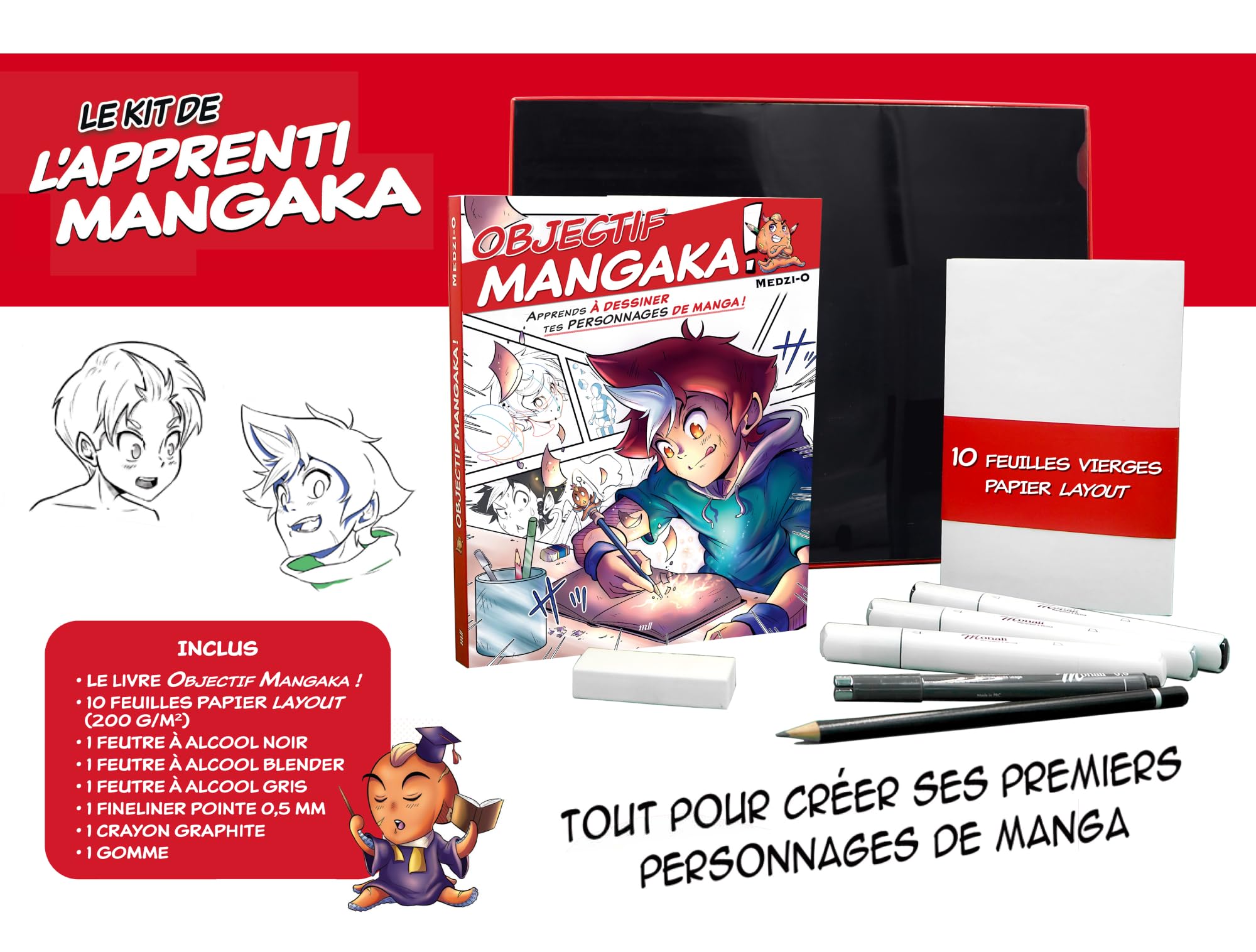 Le kit de l'apprenti mangaka - la première étape vers ton manga ! (coffret): Tout pour créer ses premiers personnages mangas