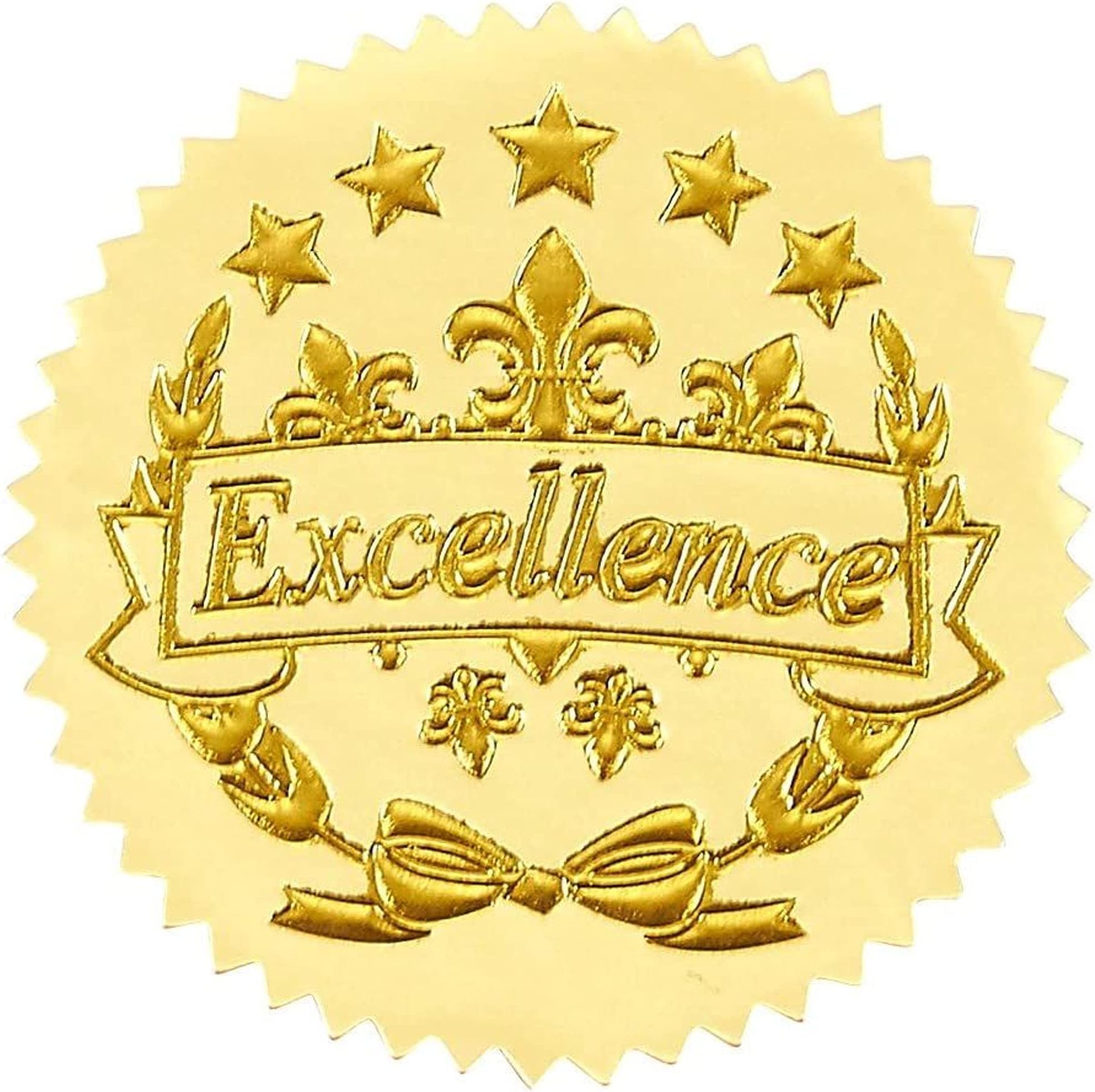 96 Award Stickers - Gold Certificate Seals, Excellence Star Stickers Award Certificates