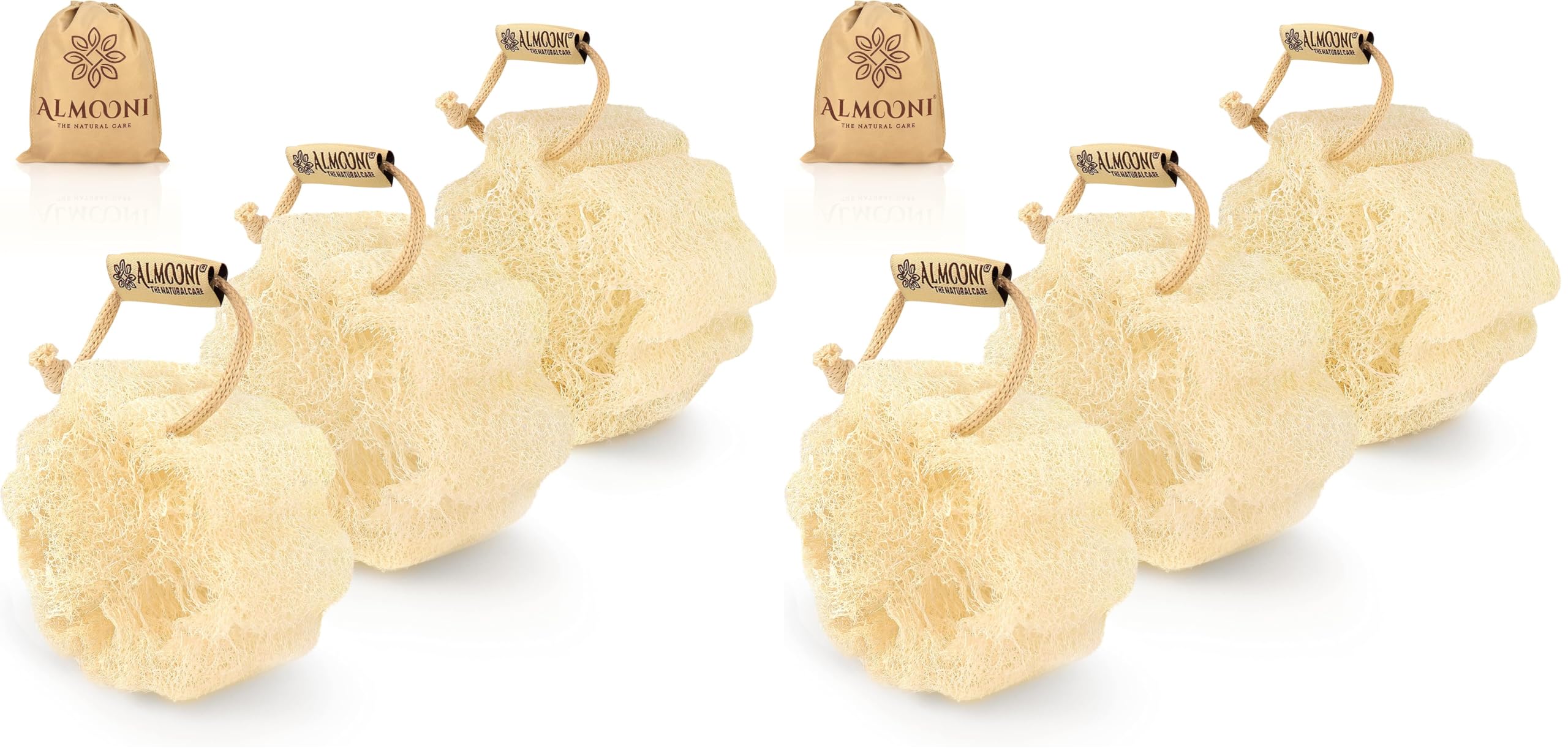 ALMOONI Natural Loofah Sponge - 3 Pack -8 ALMOONI Natural Loofah Sponge - 3 Pack -8