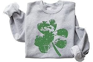 Womens Distressed Shamrock Clover St Patricks Day Sweatshirt St Paddys Outfit