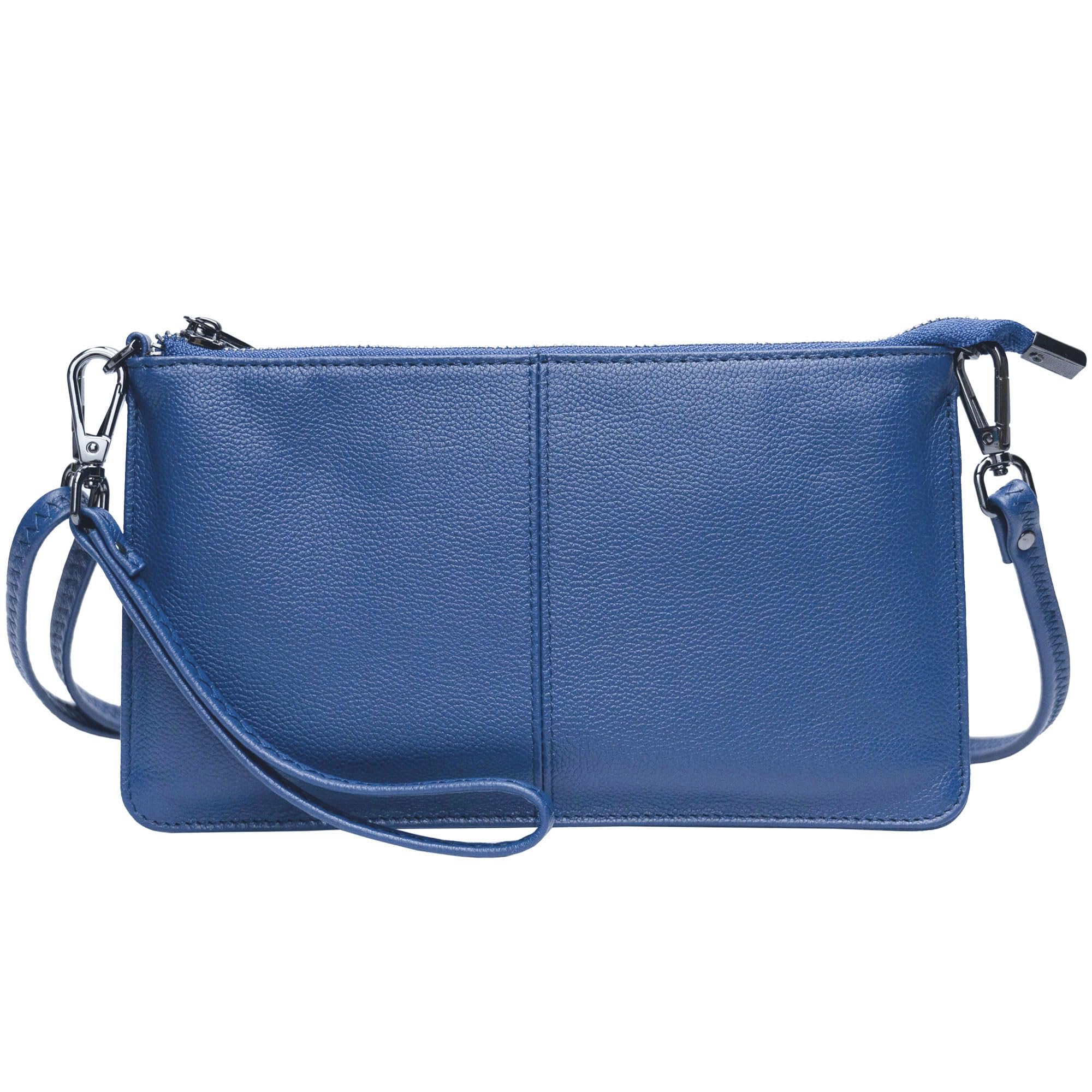 Bveyzi Genuine Leather Wristlet Purses for Women, Envelope Clutch Wallet Small Crossbody Bags for Dressy Evening