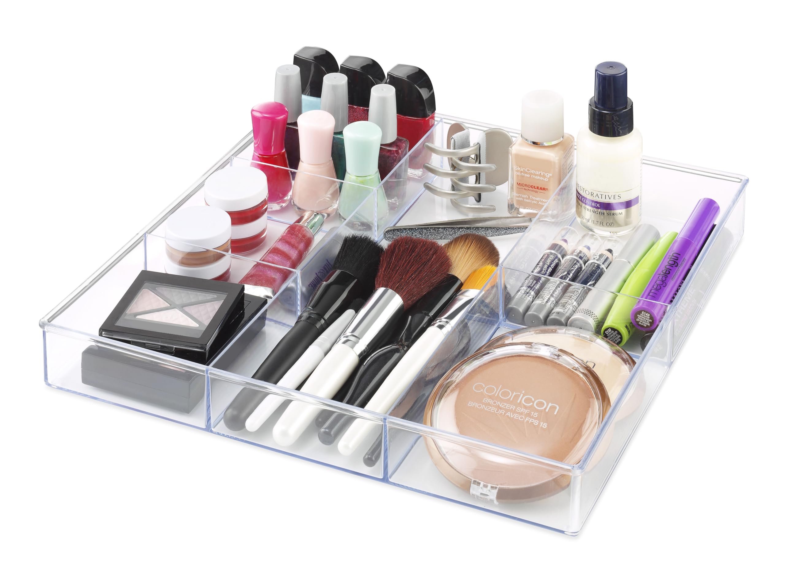 Whitmor 6-Section Drawer Organizer - Set of 2 - Clear
