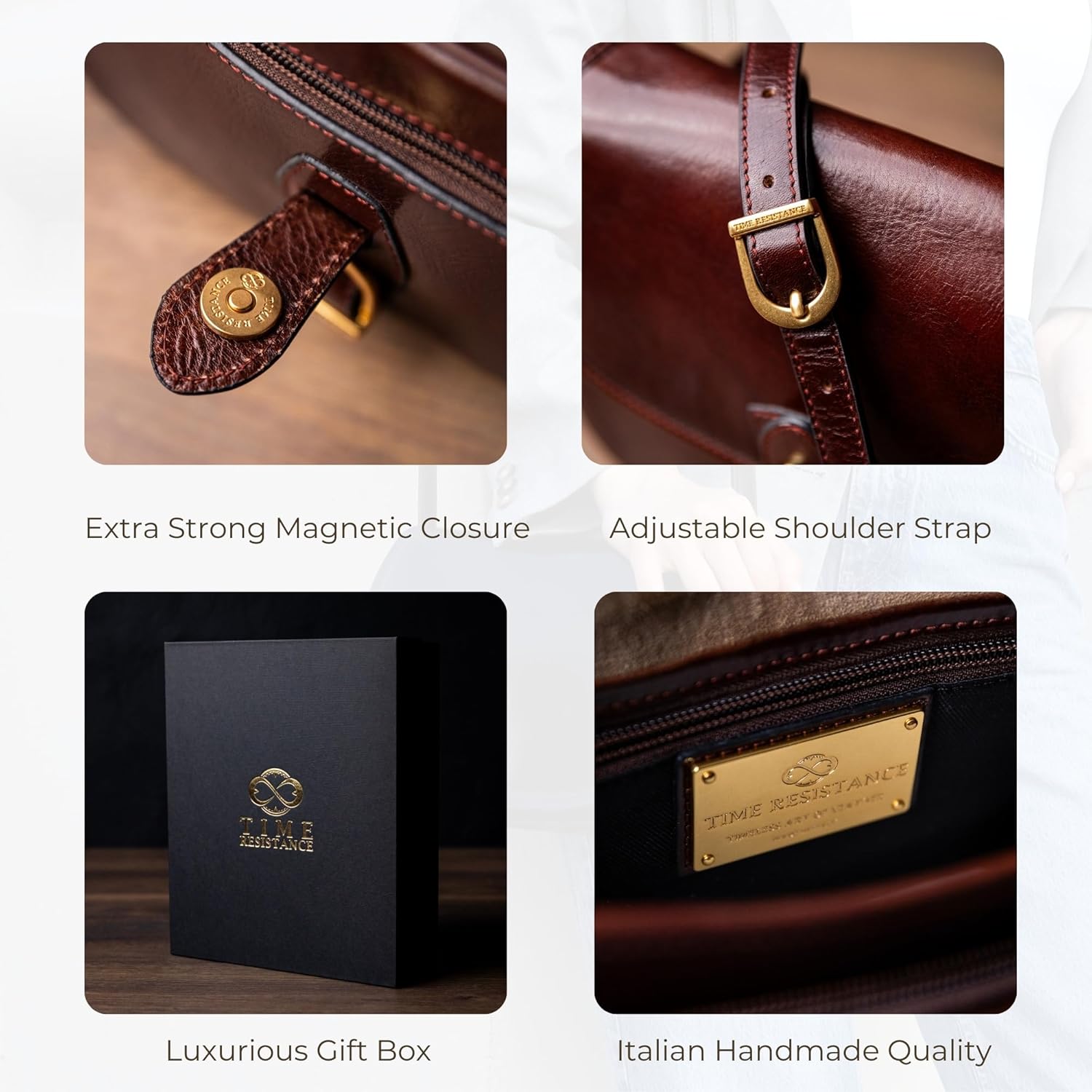 Time Resistance Leather Cross Body Bag for Women - Handbag, Shoulder, Messenger, Purse - Image 6