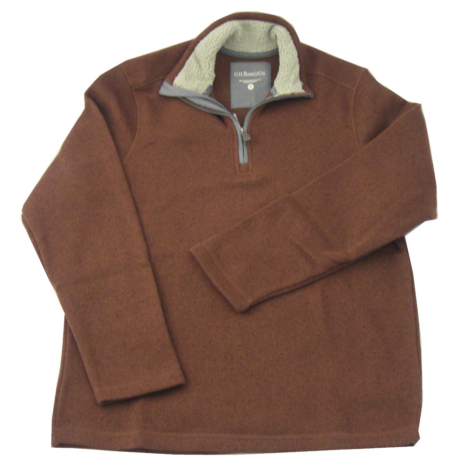 GH Bass & Co. Men's Long Sleeve Sueded Fleece Half Zip Mock with Sherpa