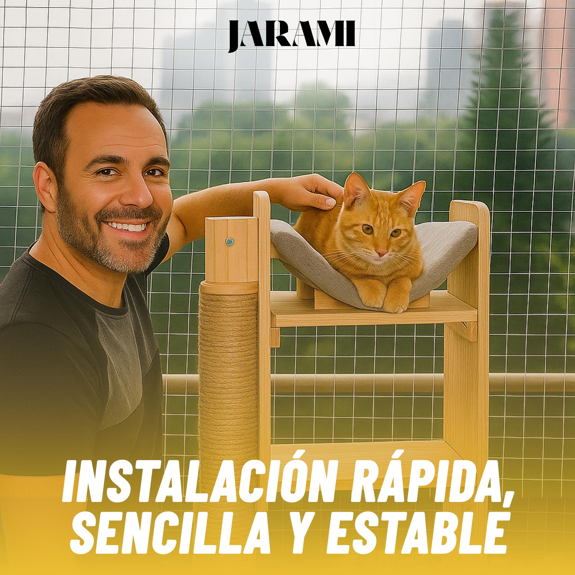 JARAMI - Red para Gatos terraza con Accesorios Incluidos - Red para Gatos Reforzada 8x3m - Malla Resistente y Duradera para Balcón, Terraza y Ventana - Malla Protectora Balcon.